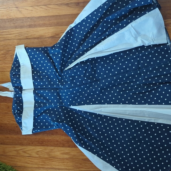 Unique Vintage 50s Retro Polka Dot Halter Pinup PROM Homecoming Party Dress - Picture 3 of 6